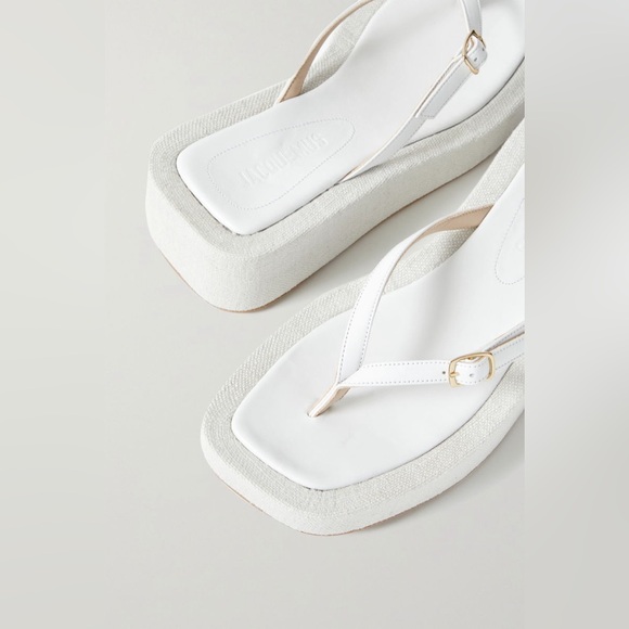 JACQUEMUS Les Tatanes Lin Leather Platform Flip Flops - Picture 6 of 7